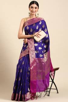 SWATIKA Purple silk blend Traditional banarasi silk Women's  Saree With Blouse piece