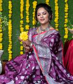 PURPLE BANARASI OCCESIONAL SAREE WITH BLOUSE 
