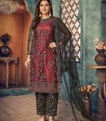 Red embroidered net salwar kameez