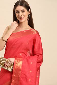 SWATIKA Peach silk blend Traditional bhagalpuri Women's  Saree With Blouse piece