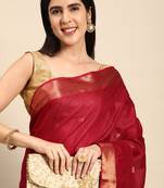 SWATIKA Purple silk blend Traditional bhagalpuri Women's  Saree With Blouse piece