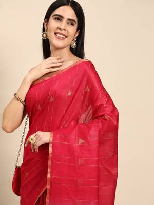 SWATIKA Pink silk blend Traditional bhagalpuri Women's  Saree With Blouse piece 1