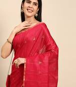 SWATIKA Pink silk blend Traditional bhagalpuri Women's  Saree With Blouse piece