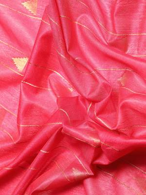SWATIKA Pink silk blend Traditional bhagalpuri Women's  Saree With Blouse piece 8