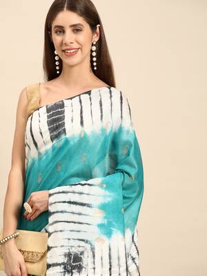 SWATIKA Green silk blend Traditional bhagalpuri Women's  Saree With Blouse piece 1