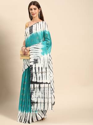 SWATIKA Green silk blend Traditional bhagalpuri Women's  Saree With Blouse piece 2