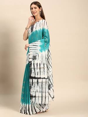 SWATIKA Green silk blend Traditional bhagalpuri Women's  Saree With Blouse piece 10