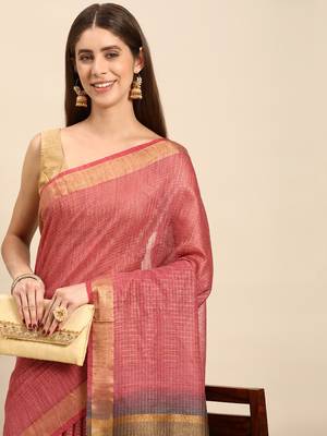 SWATIKA Pink silk blend Traditional bhagalpuri Women's  Saree With Blouse piece 1