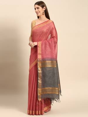 SWATIKA Pink silk blend Traditional bhagalpuri Women's  Saree With Blouse piece 10