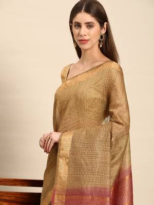 SWATIKA Green silk blend Traditional bhagalpuri Women's  Saree With Blouse piece 1