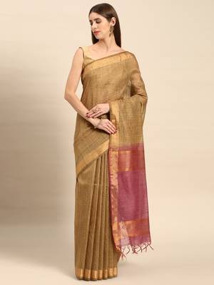SWATIKA Green silk blend Traditional bhagalpuri Women's  Saree With Blouse piece 9