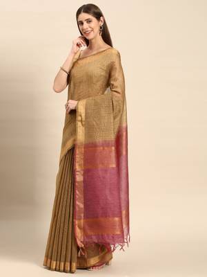 SWATIKA Green silk blend Traditional bhagalpuri Women's  Saree With Blouse piece 10