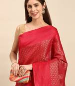 SWATIKA Pink silk blend Traditional bhagalpuri Women's  Saree With Blouse piece