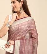 SWATIKA Purple silk blend Traditional bhagalpuri Women's  Saree With Blouse piece