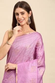 SWATIKA Purple silk blend Traditional bhagalpuri Women's  Saree With Blouse piece