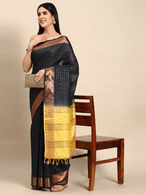 SWATIKA Blue silk blend Traditional bhagalpuri Women's  Saree With Blouse piece 2