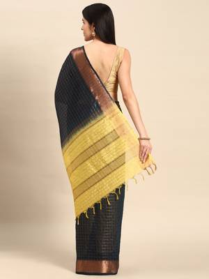 SWATIKA Blue silk blend Traditional bhagalpuri Women's  Saree With Blouse piece 3