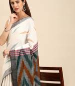 SWATIKA White pure cotton Traditional bhagalpuri Women's  Saree With Blouse piece