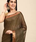 SWATIKA Green silk blend Traditional bhagalpuri Women's  Saree With Blouse piece