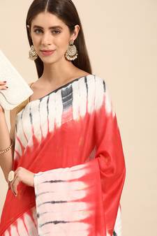 SWATIKA Red silk blend Traditional bhagalpuri Women's  Saree With Blouse piece