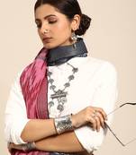 SWATIKA Grey Cotton Traditional ikat Women's  Saree With Blouse piece