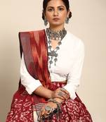 SWATIKA Maroon Cotton Traditional batik Women's  Saree With Blouse piece