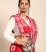 SWATIKA Pink Cotton Traditional batik Women's  Saree With Blouse piece