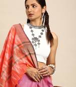 SWATIKA Pink Cotton Traditional ikat Women's  Saree With Blouse piece