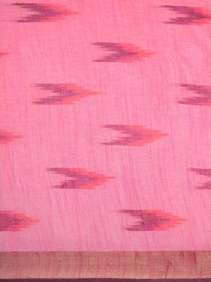 SWATIKA Pink Cotton Traditional ikat Women's  Saree With Blouse piece 5