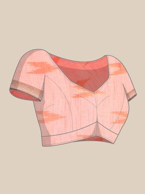 SWATIKA Pink Cotton Traditional ikat Women's  Saree With Blouse piece 8