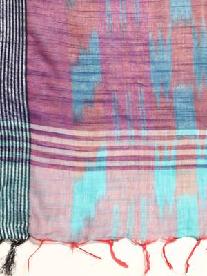 SWATIKA Green Cotton Traditional ikat Women's  Saree With Blouse piece 6