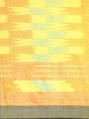 SWATIKA Yellow Cotton Traditional ikat Women's  Saree With Blouse piece 5