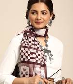 SWATIKA Brown Cotton Traditional batik Women's  Saree With Blouse piece