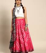 SWATIKA Pink Cotton Traditional bandhej Women's  Saree With Blouse piece