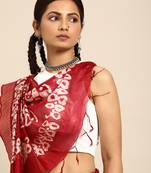 SWATIKA Maroon Silk Traditional batik Women's  Saree With Blouse piece