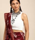 SWATIKA Brown Silk Traditional batik Women's  Saree With Blouse piece