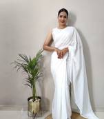 Wine Colour Crochet Work Georgette Saree WITH UN-STITCHED BLOUSE