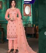 Peach Colour Heavy Modal Chanderi Embroidered Designer Suits