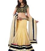 Cream embroidery net unstitched navratri-lehenga-chaniya-choli