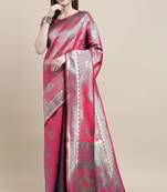 Pink woven  Art Silk saree with blouse