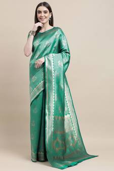 Green Woven  Art Silk Saree With Blouse