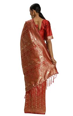 Navy Blue Woven  Art Silk Saree With Blouse 2
