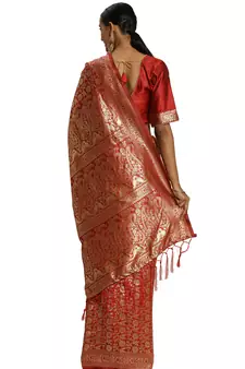 Navy Blue Woven  Art Silk Saree With Blouse