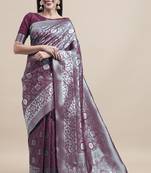 Purple woven Foux kanjivaram Art Silk saree with blouse