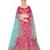 Pink embroidered satin semi stitched lehenga