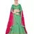 Green embroidered satin semi stitched lehenga