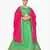 Green embroidered satin semi stitched lehenga