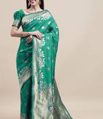 Green woven Foux  kanjivaram Art Silk saree with blouse