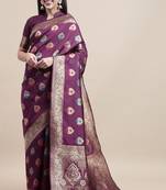 Purple woven Foux kanjivaram Art Silk saree with blouse