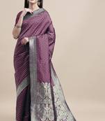 Purple woven Foux kanjivaram Art Silk saree with blouse